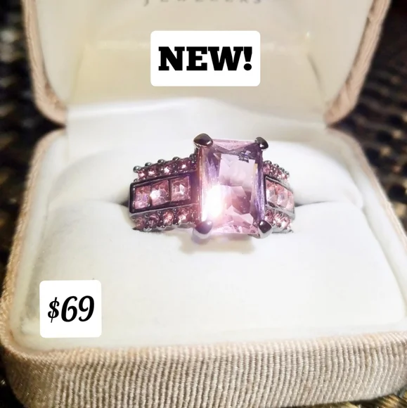 Pink Saphire Emerald cut gemstone, gunmetal ring size 6, PRICE REDUCED! - Picture 13 of 13